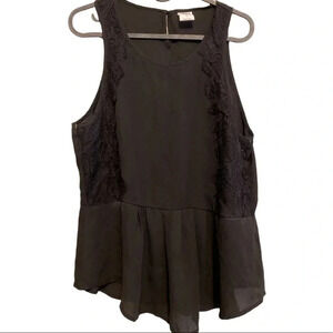 Vero Moda black  sheer lace sleeveless peplum blouse Sz 42